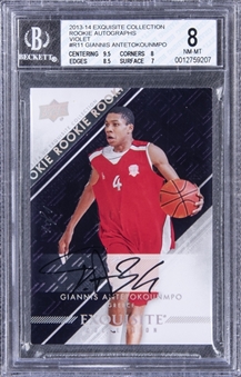 2013-14 UD "Exquisite Collection" Rookie Autographs Violet #R11 Giannis Antetokounmpo Signed Rookie Card (#1/1) – BGS NM-MT 8/BGS 10